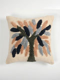 Set van 2 - Witte en groene vierkante kussenhoezen met bloemen – Decoratieve kussenslopen – Ademend katoen