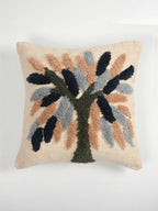 Set van 2 - Witte en groene vierkante kussenhoezen met bloemen – Decoratieve kussenslopen – Ademend katoen
