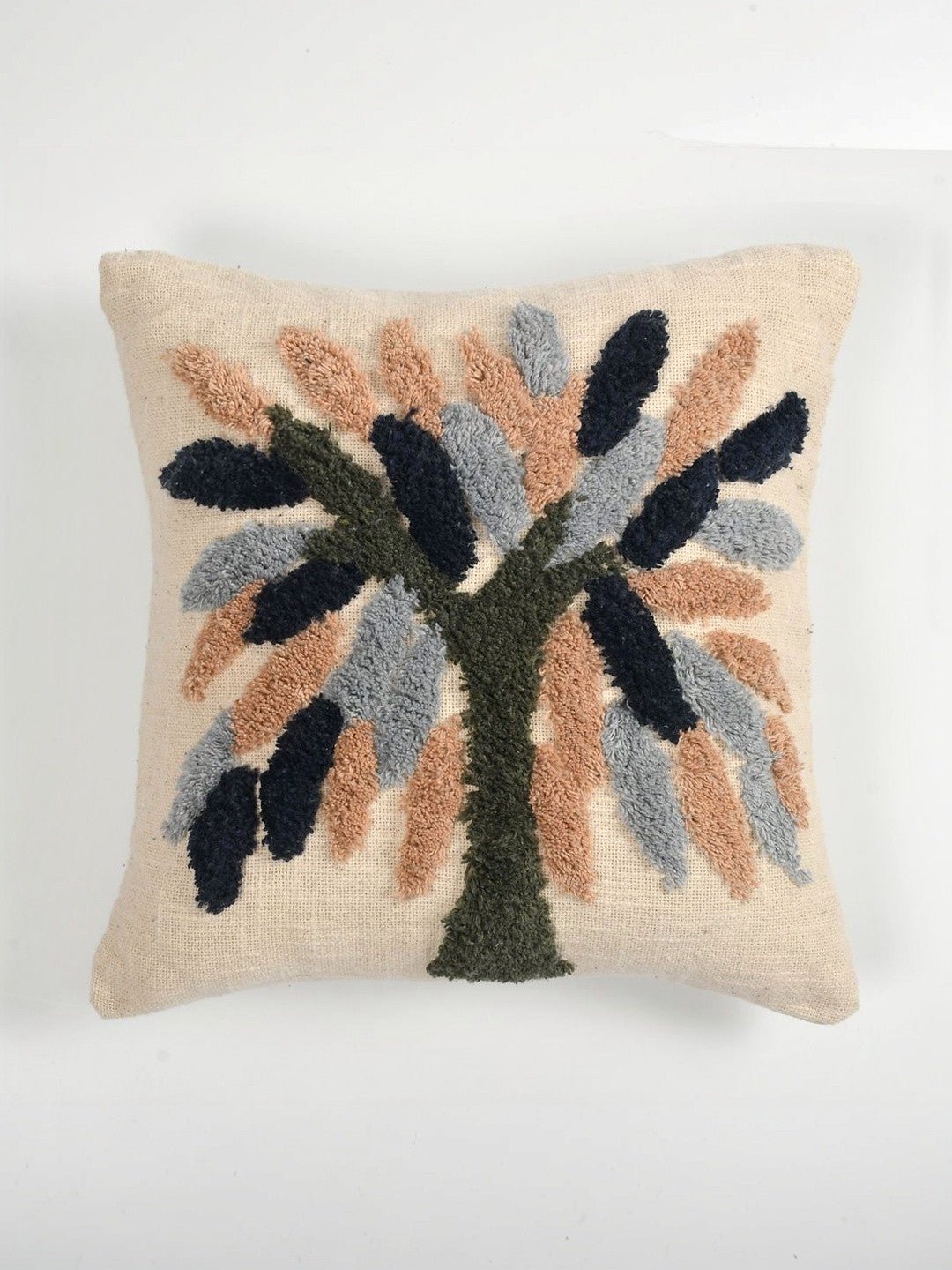 Set van 2 - Witte en groene vierkante kussenhoezen met bloemen – Decoratieve kussenslopen – Ademend katoen