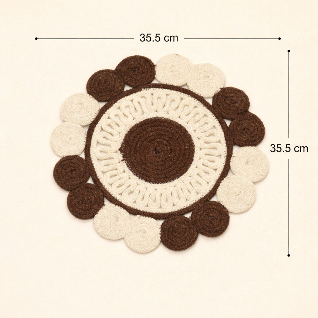 Bruin katoenen gevlochten placemat – handgemaakte eetmat