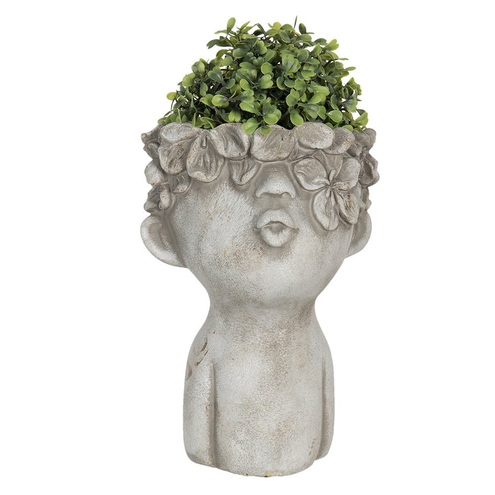 Bloempot 11x11x18 cm Grijs Steen Bloempot Binnen