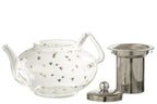 J-Line Theepot Hart Glas Transparant/Goud