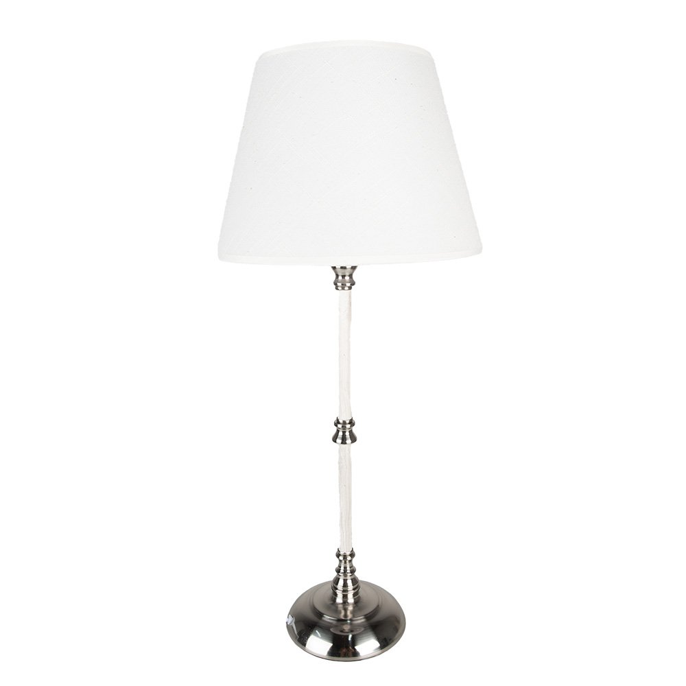 Tafellamp Ø 18x44 cm Wit Zilverkleurig IJzer Bureaulamp