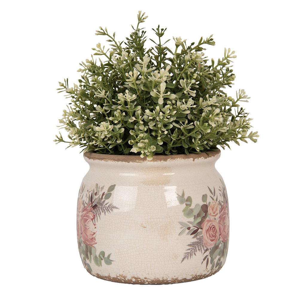 Bloempot Ø 16x13 cm Beige Keramiek Bloemen