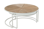J-Line bijzettafel Relax - metaal/hout - wit/naturel - set van 2