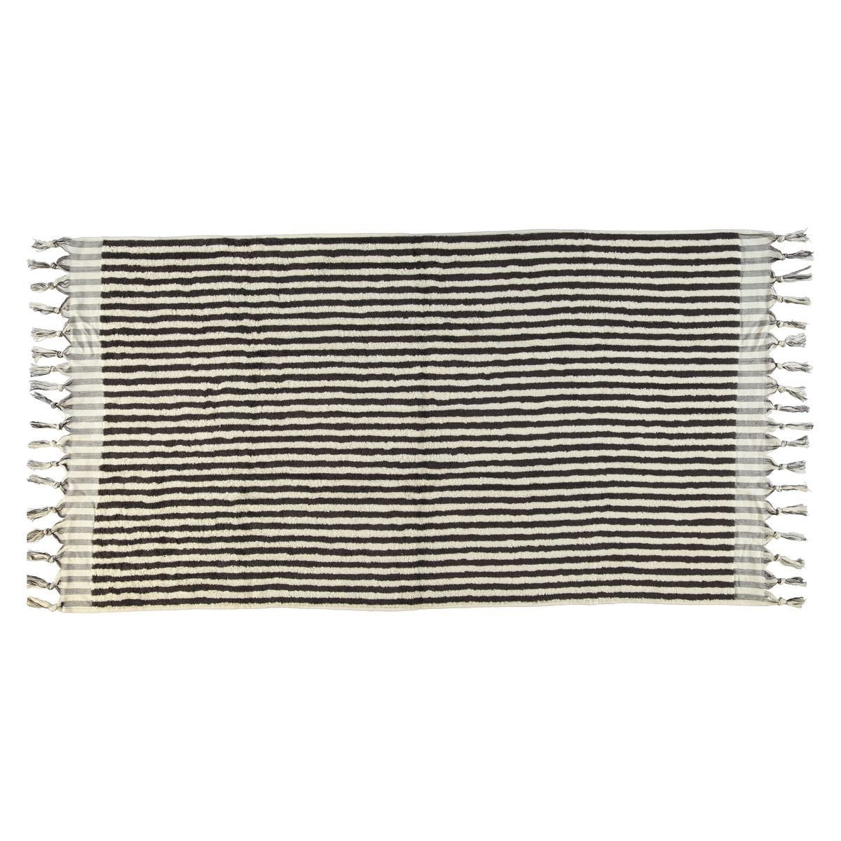 PomPom Handdoek Stripe Black