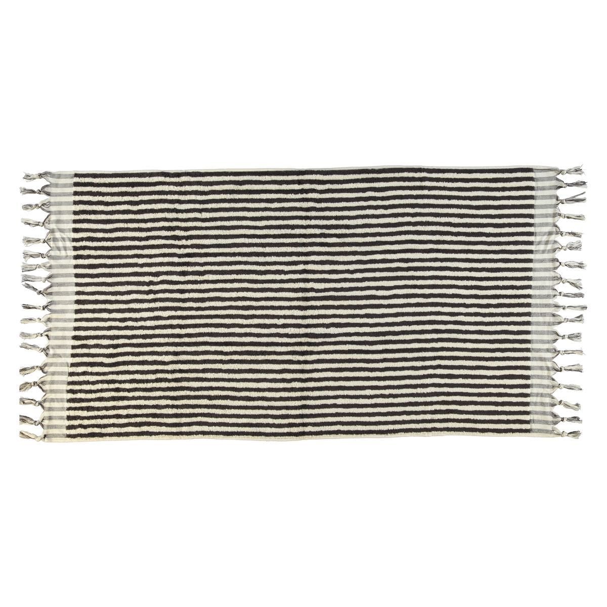 PomPom Handdoek Stripe Black