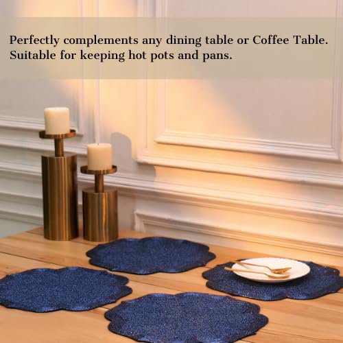 Placemat met kralen – glazen kraal, Marokkaans patroon – 30 cm rond