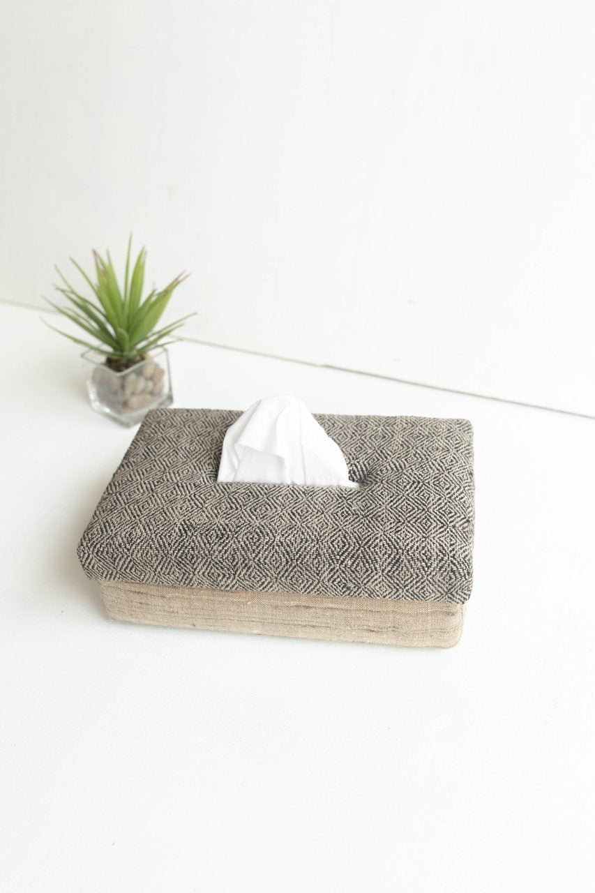 Ghicha zijden handgeweven tissuebox - jacquardpatroon
