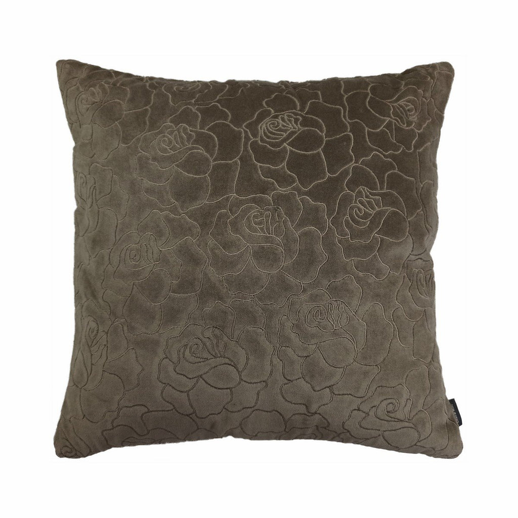 Roos Borduurkussen taupe 45x45cm