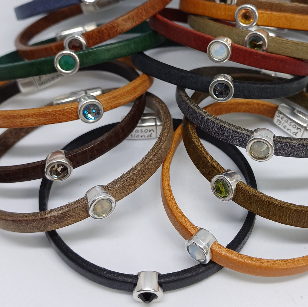 Shorty leren armband antiek verzilverd