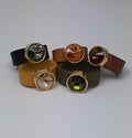 Leren ring Rivoli Swarovski element 24K verguld