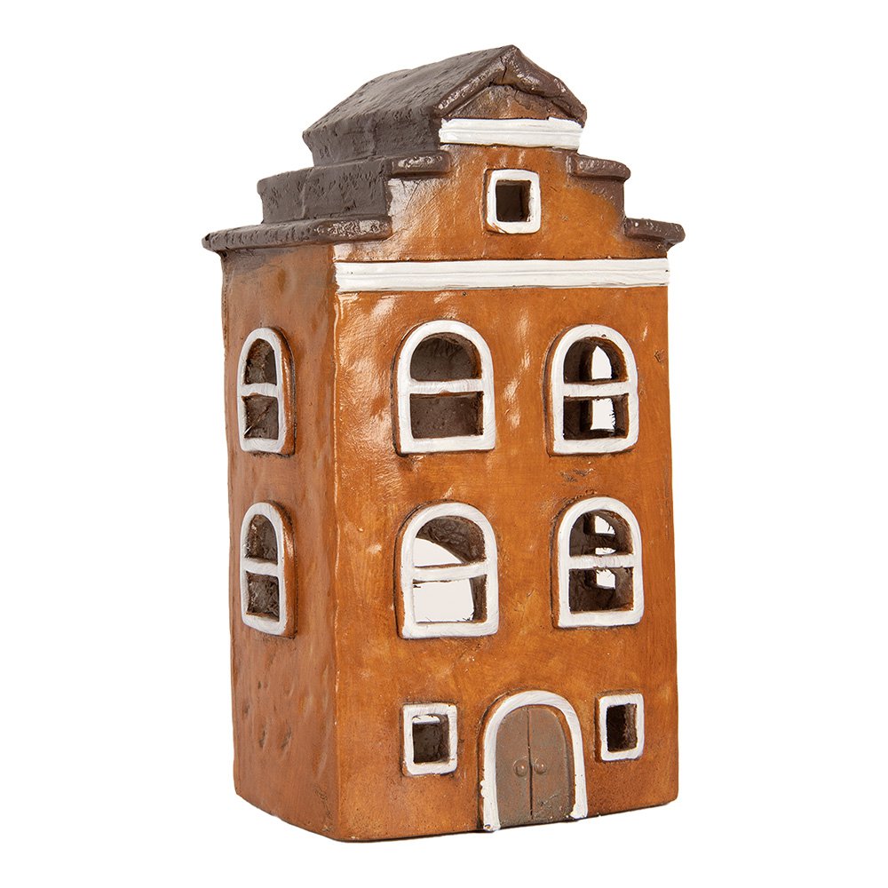 Waxinelichthouder Huis 20x15x34 cm Oranje Keramiek