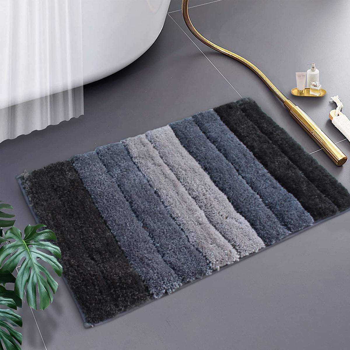 Microvezelbadmat 40x60 cm - Zacht, antislip, ultra-absorberende luxe badkamerdeurmat, wasbaar in de machine (grijs)