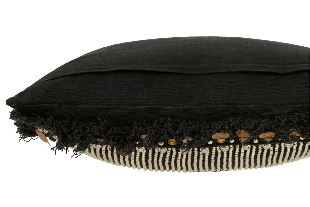 J-Line kussen Ibiza - textiel - zwart