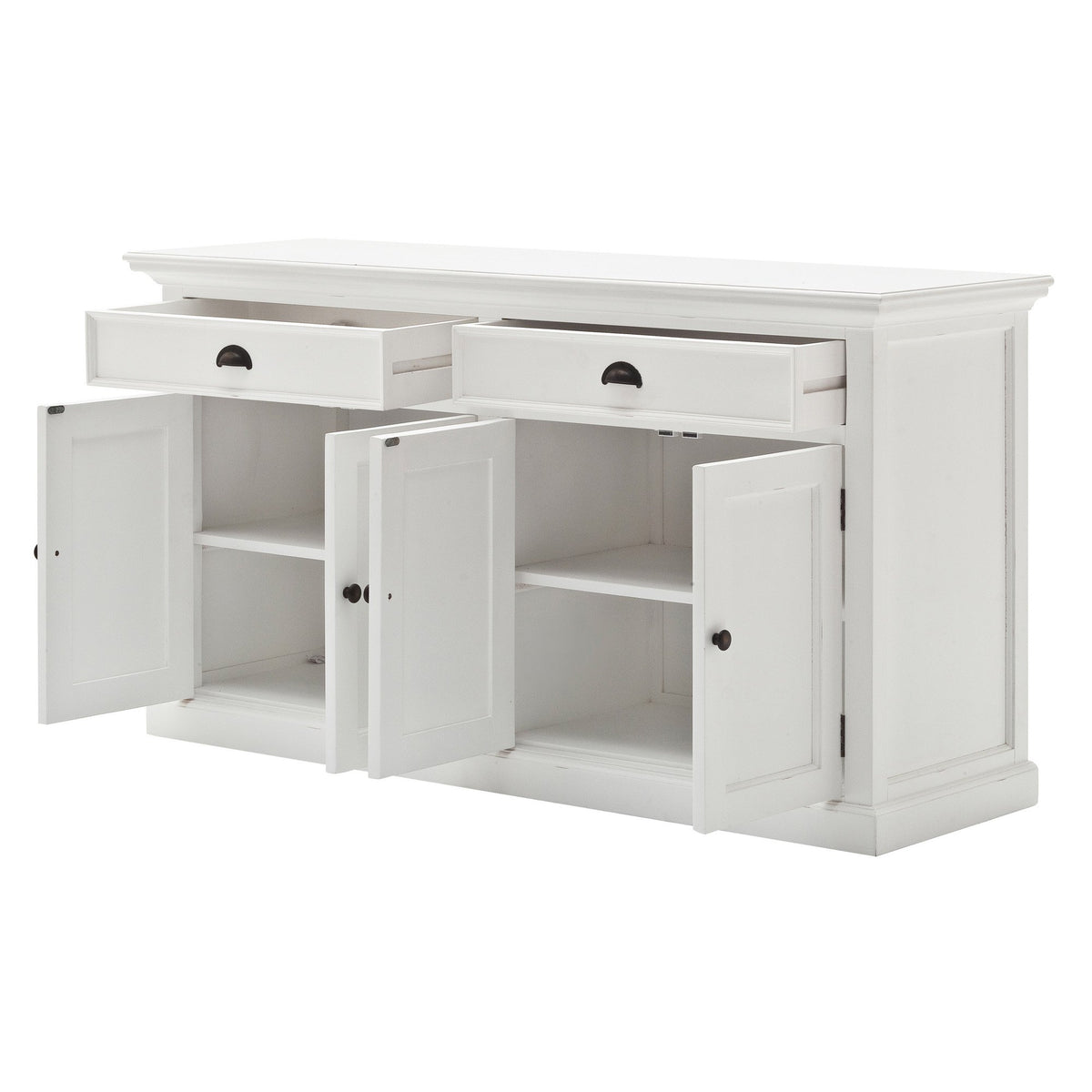Dressoir wit - 145bx50dx85 hoog - 2 laden - 4 deuren