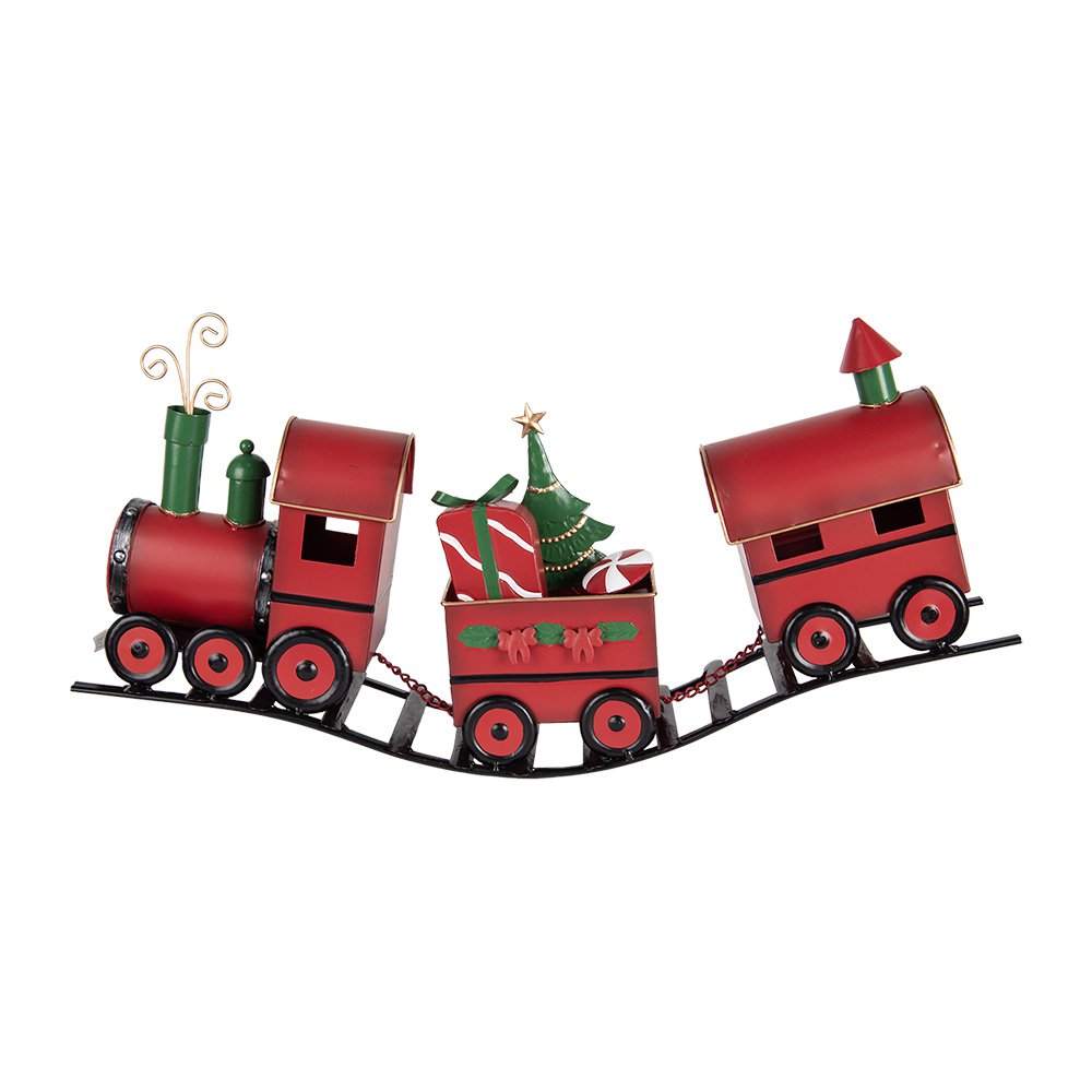 Kerstdecoratie Beeld Trein 63x13x31 cm Rood Metaal