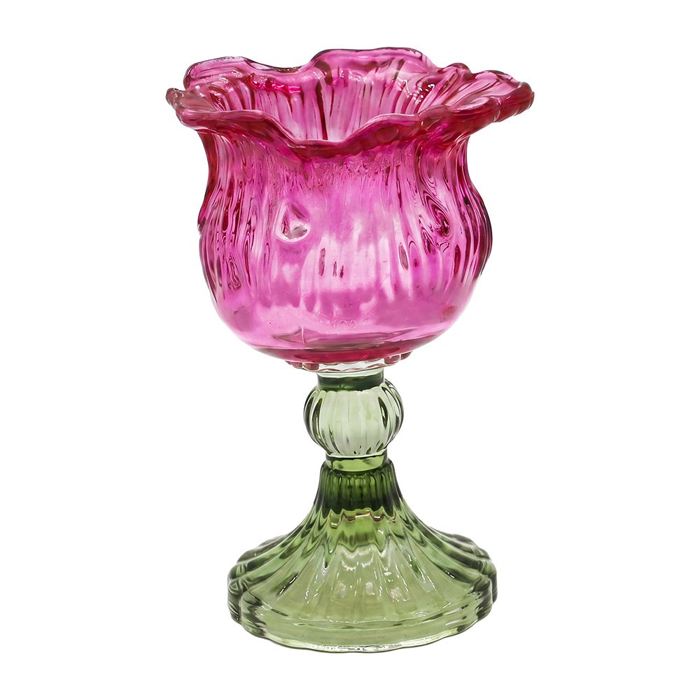 Waxinelichthouder Roze Glas