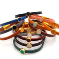 Leren armband met ronde emaille schuifregelaar