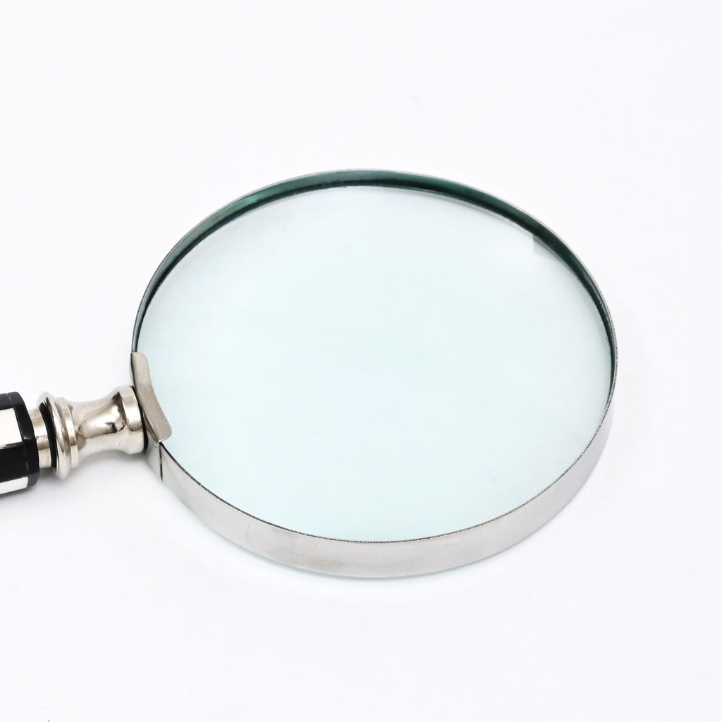 Klassiek vergrootglas met geruit handvat – staal en hars