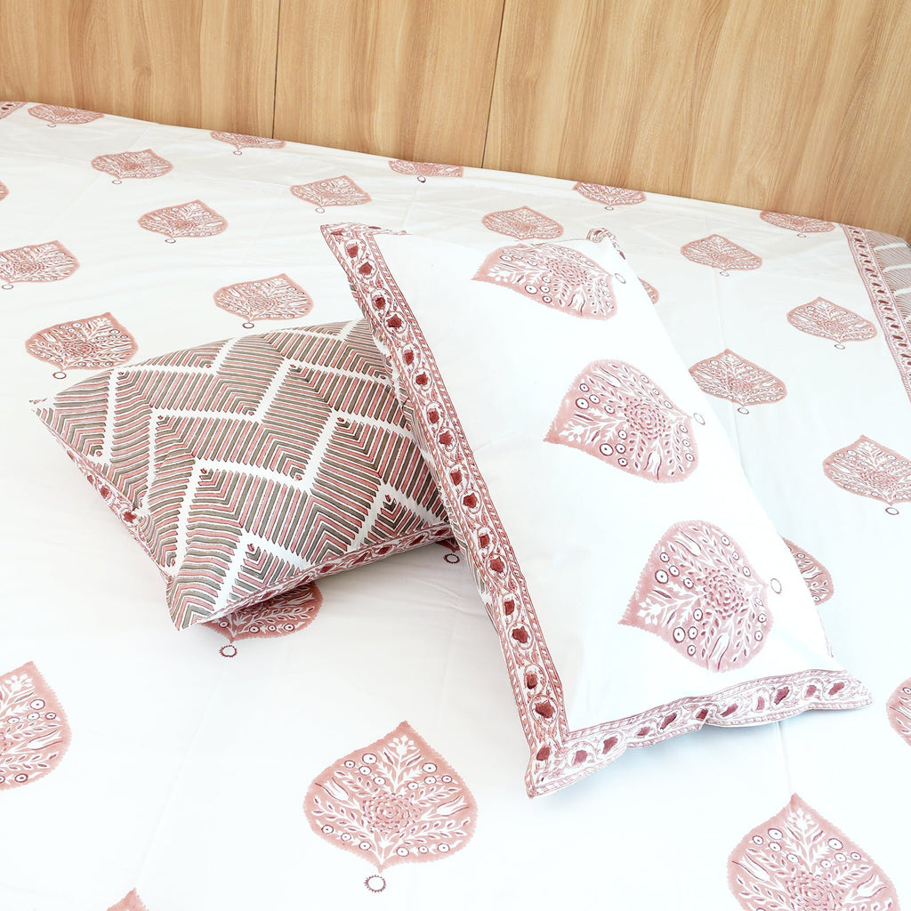 Laken | Katoenen handblok Rajasthani | 3-delige set