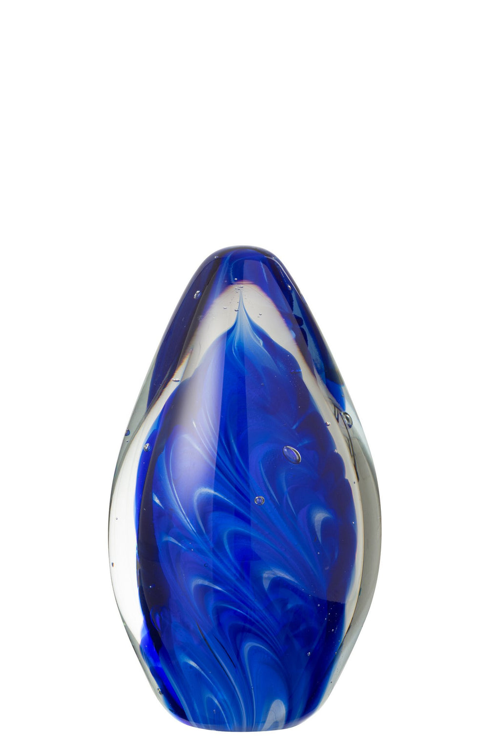 J-Line presse-papier Polypus Oval - verre - transparent/bleu - large