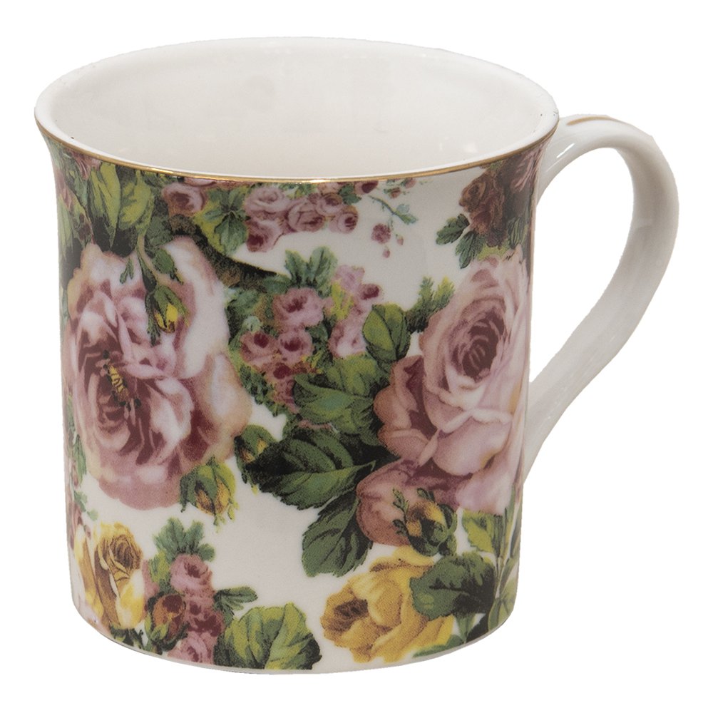 Mok 330 ml Roze Porselein Bloemen Theemok