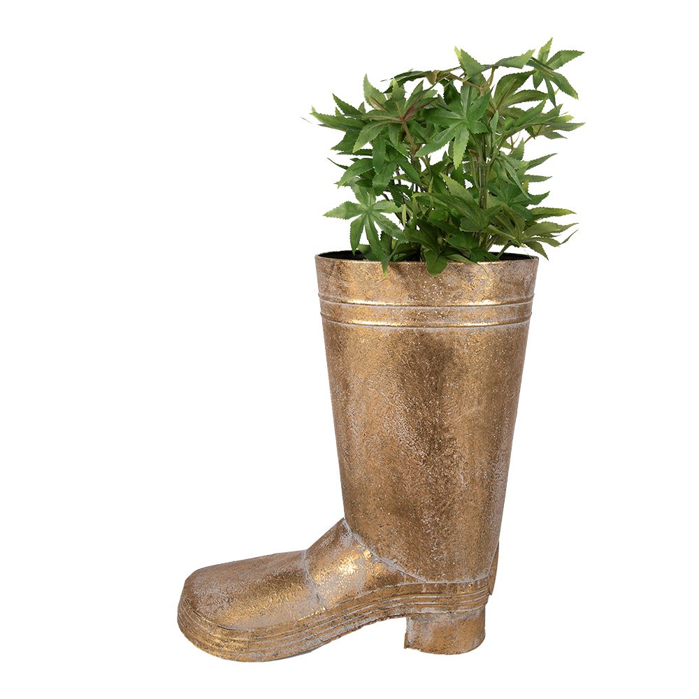 Planthouder Laars 37 cm Goudkleurig Metaal Plantenpot