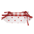 Broodmand 35x35x8 cm Wit Rood Katoen Hartjes