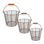 Mand set van 3 Ø 21 Ø 18 Ø 15 cm Bruin IJzer