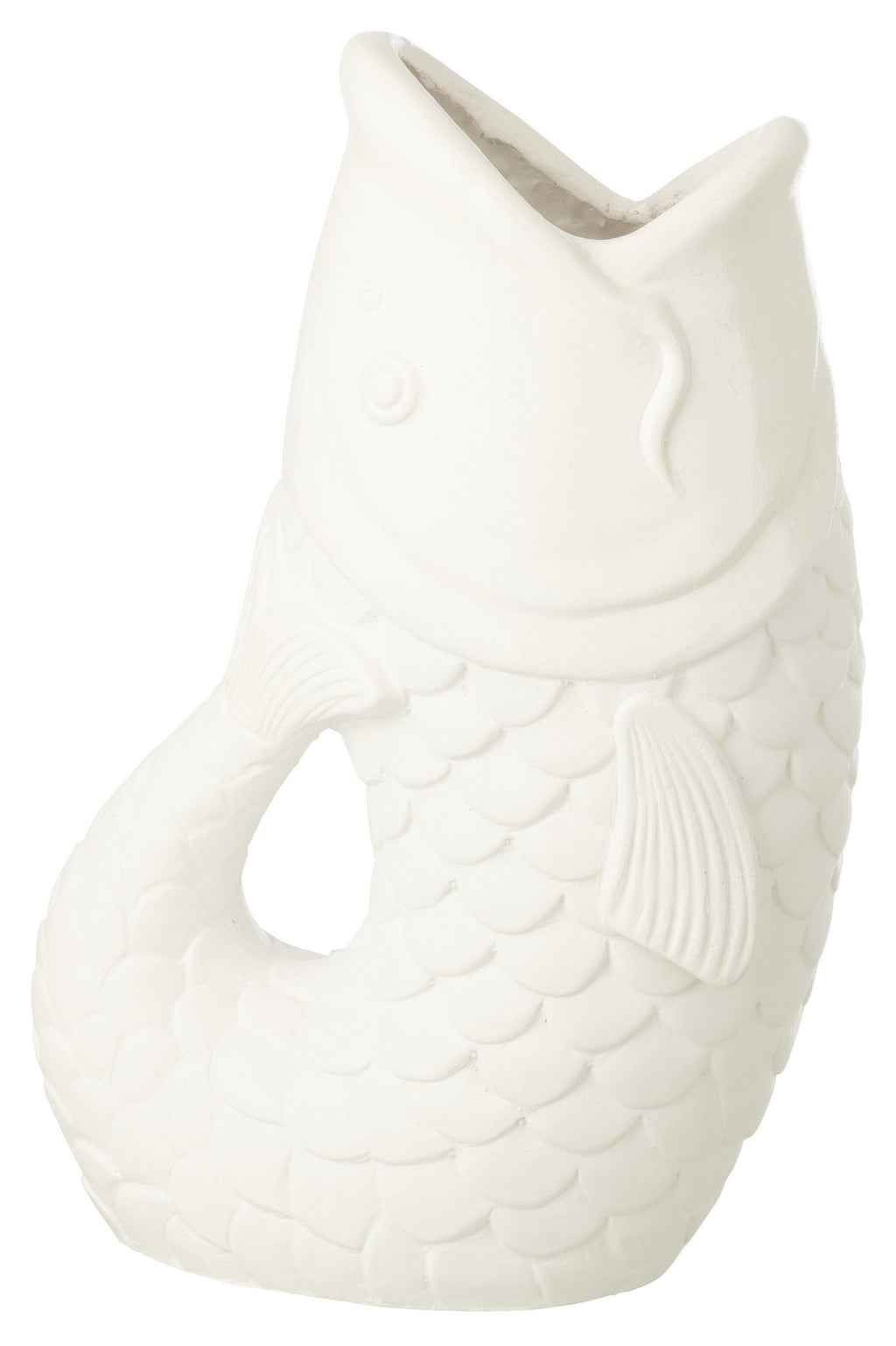 J-Line bloempot Vis - polyresin - wit - L