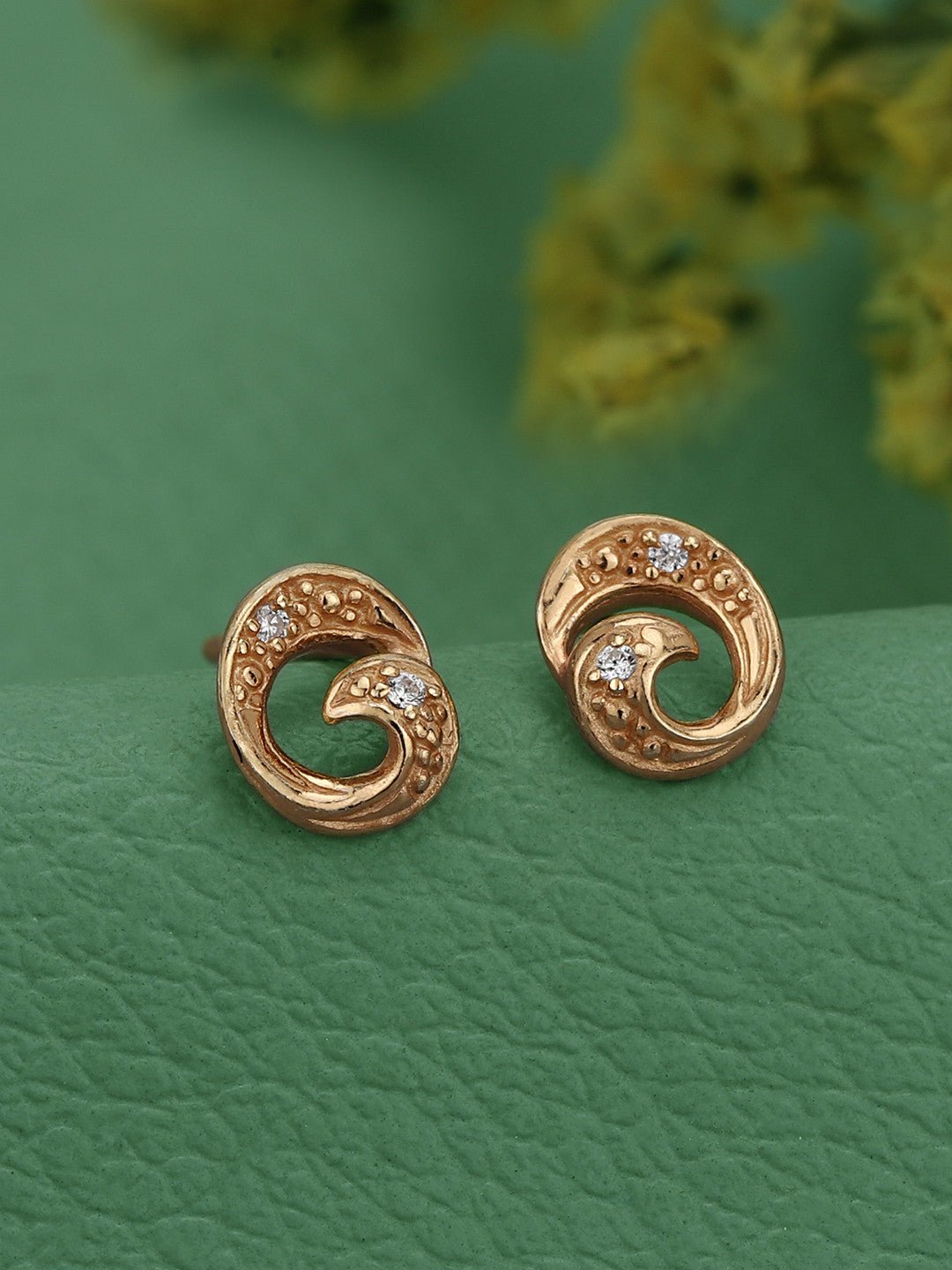 Oorknopjes | Sterling zilveren 18kt rosé vergulde CZ | Goud