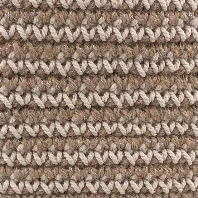 Luna-Leena mand hoog met gebroken witte strepen - jute & katoen - H30cm - hand gehaakt in Nepal