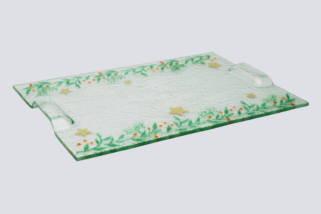 Kerstschotel rechthoekig klein 35x23 witgroene slingers