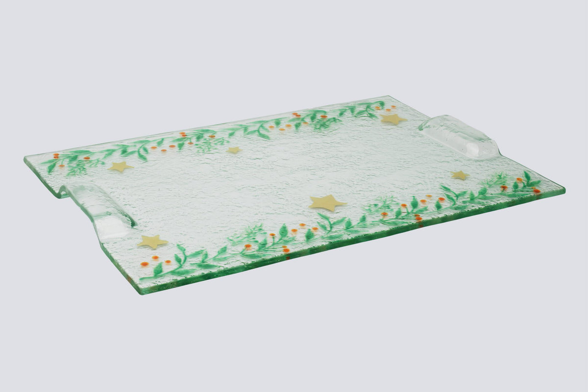 Kerstschotel rechthoekig klein 35x23 witgroene slingers