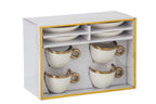 J-Line Doos Van 4 Kopjes+Schotel Keramiek Wit/Goud