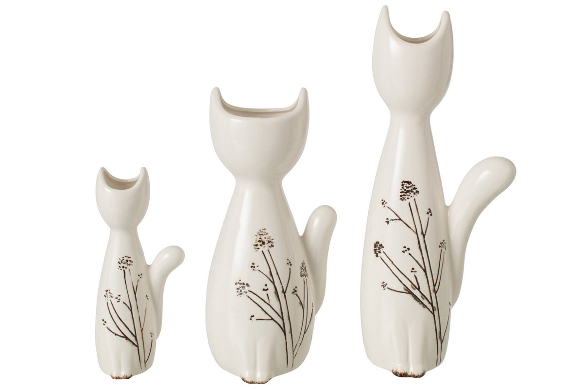J-Line vaas Kat - porselein - wit/zwart - large