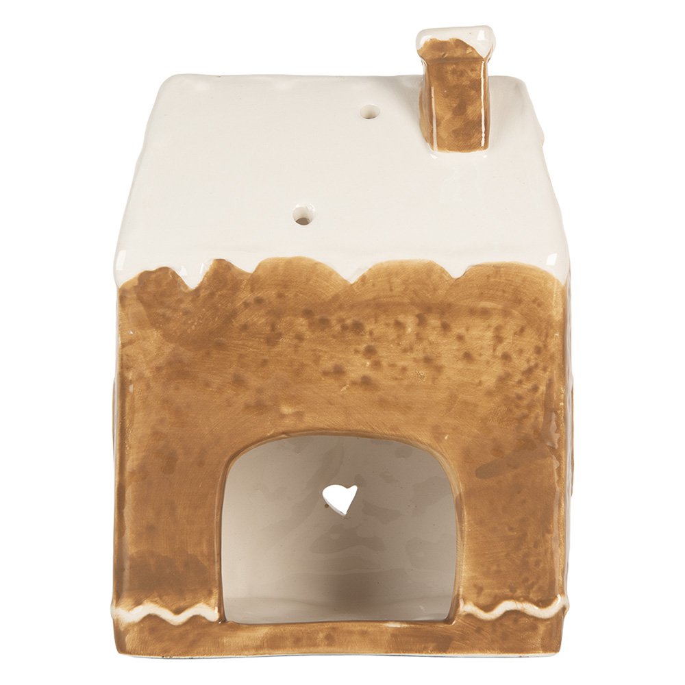 Waxinelichthouder Huis 12x7x16 cm Bruin Keramiek