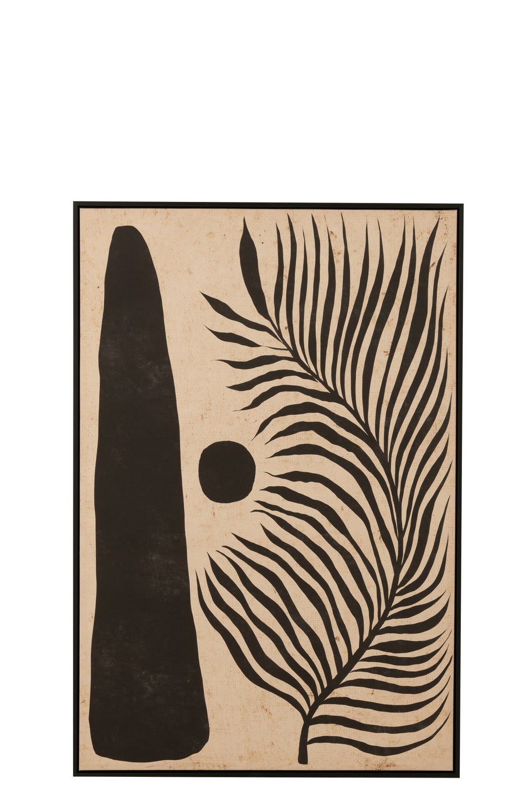 J-Line Kader Blad Abstract Hout/Canvas Bruin/Zwart
