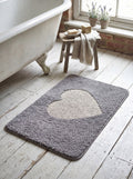Badmat 58x38x1 cm Grijs Polyester Hart