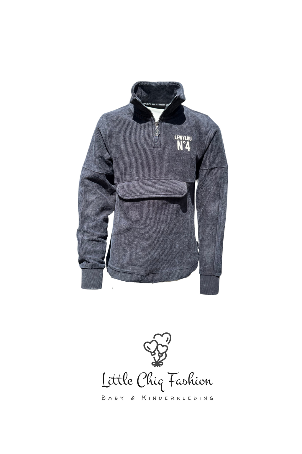 LewyLou NO4 Sweater zwart met logo