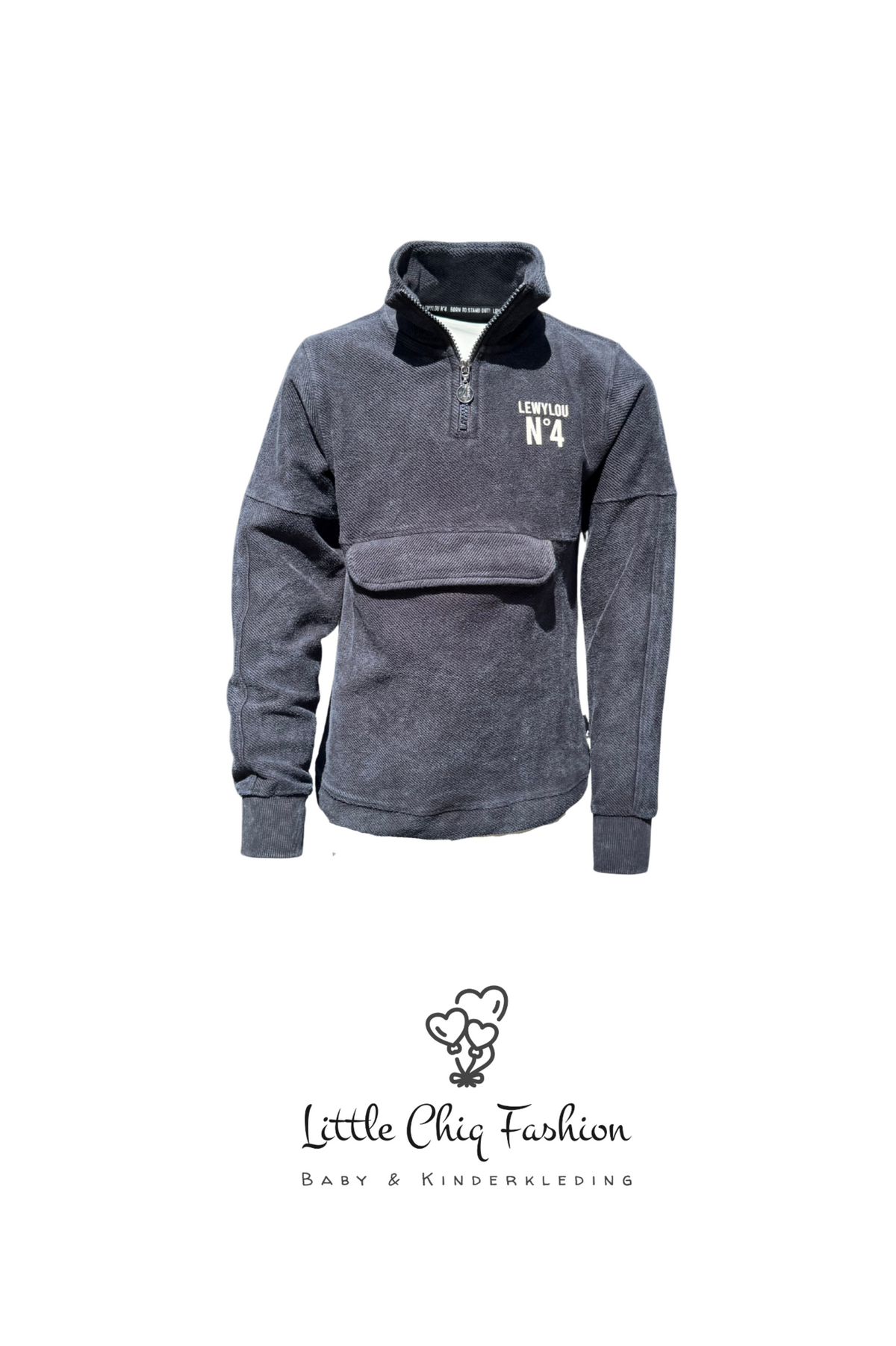 LewyLou NO4 Sweater zwart met logo