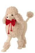 J-Line Poedelhond - stof - beige/kerstrood