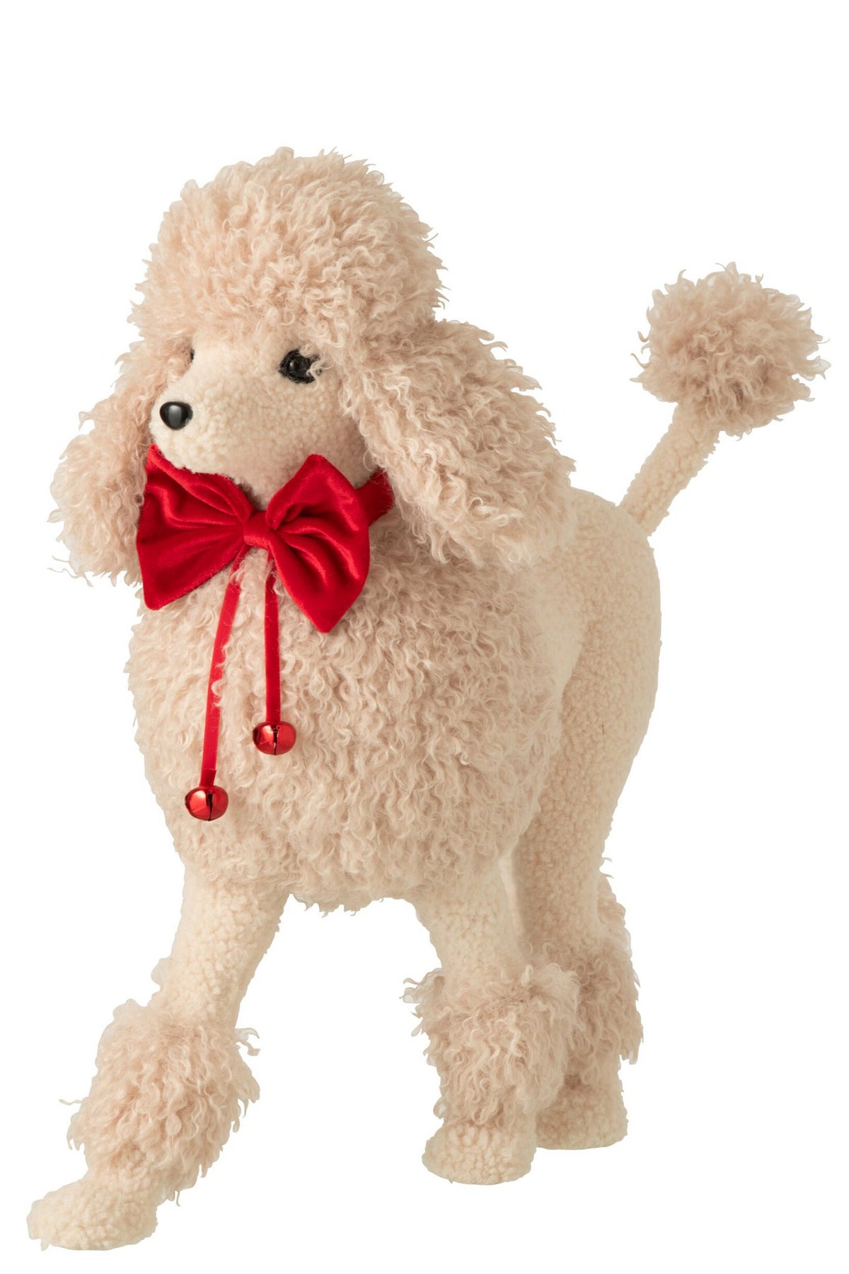 J-Line Poedelhond - stof - beige/kerstrood