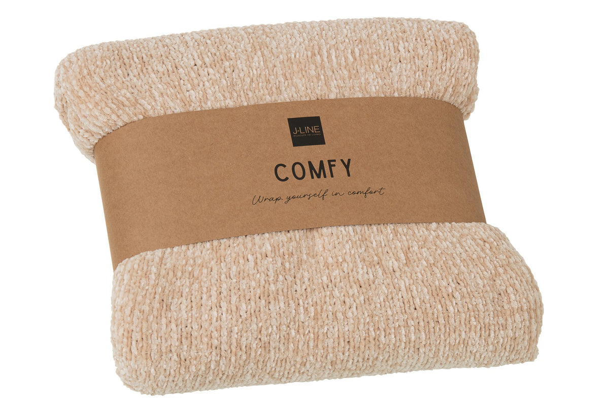 J-Line deken Chenille - polyester - beige