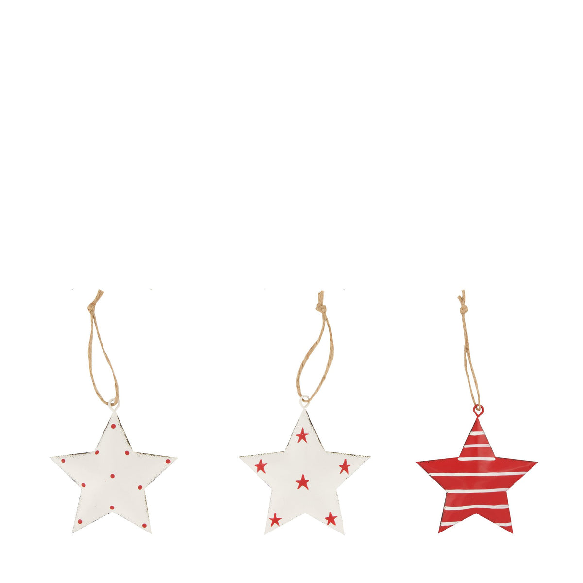 Metalenhanger ster 6st 7x7x1cm rood mix