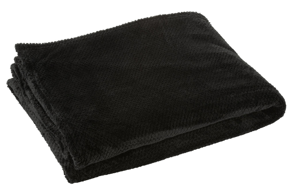 J-Line deken Snuggle - polyester - zwart