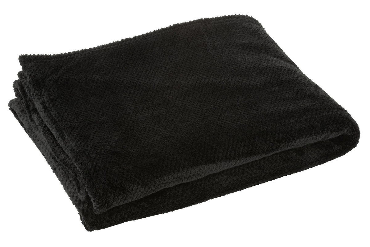 J-Line deken Snuggle - polyester - zwart