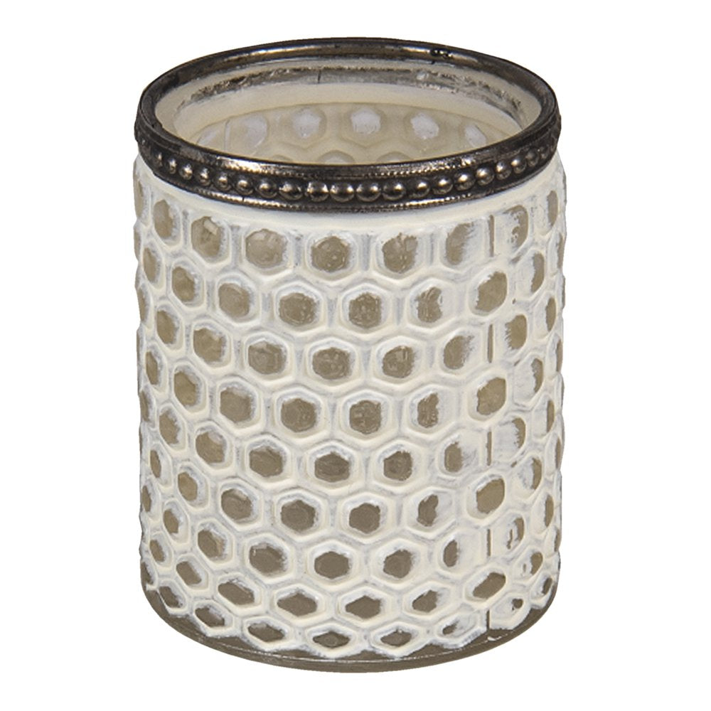 Theelichthouder Ø 7x8 cm Wit Glas Waxinelichthouder