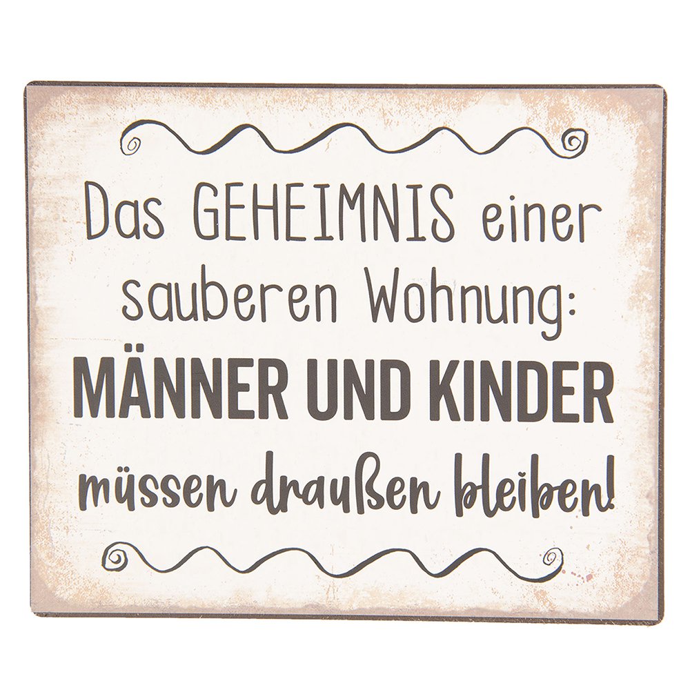 Tekstbord 15x13 cm Wit Zwart Metaal Wandbord